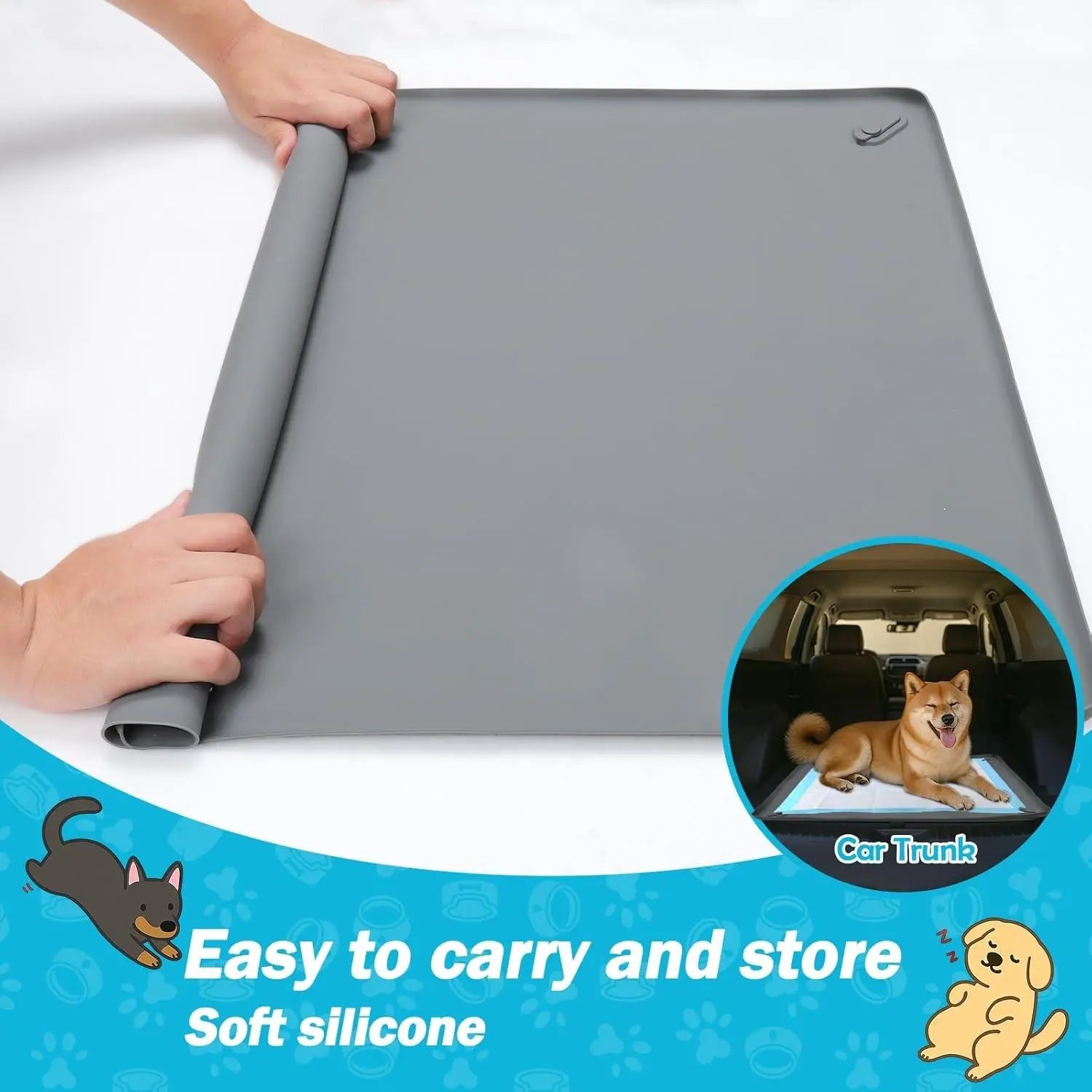 Dog Pee Pad Holder Tray - Accommodates Up to 36” x 23” Pee Pads for Dogs - Durable Grip, Elevated Edges, Easy-Clean Silicone Surface for Indoor Floor Protection