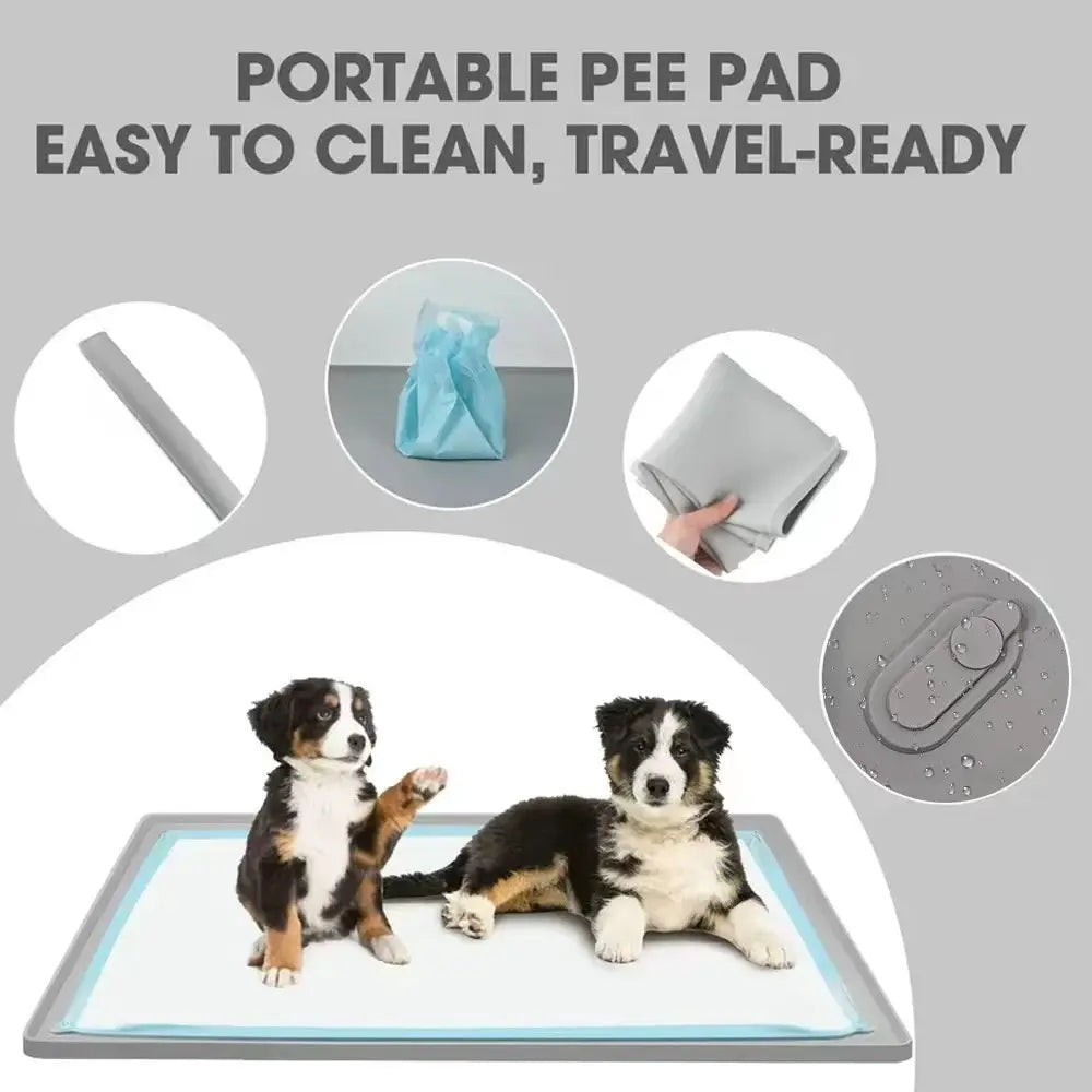 Dog Pee Pad Holder Tray - Accommodates Up to 36” x 23” Pee Pads for Dogs - Durable Grip, Elevated Edges, Easy-Clean Silicone Surface for Indoor Floor Protection