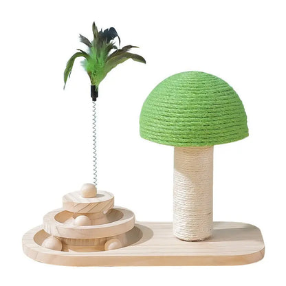 Interactive Cat Ferris Wheel Toy | Wooden Sisal Scratcher with Rolling Ball Track | Indoor Cat Boredom Buster & Furniture Protector