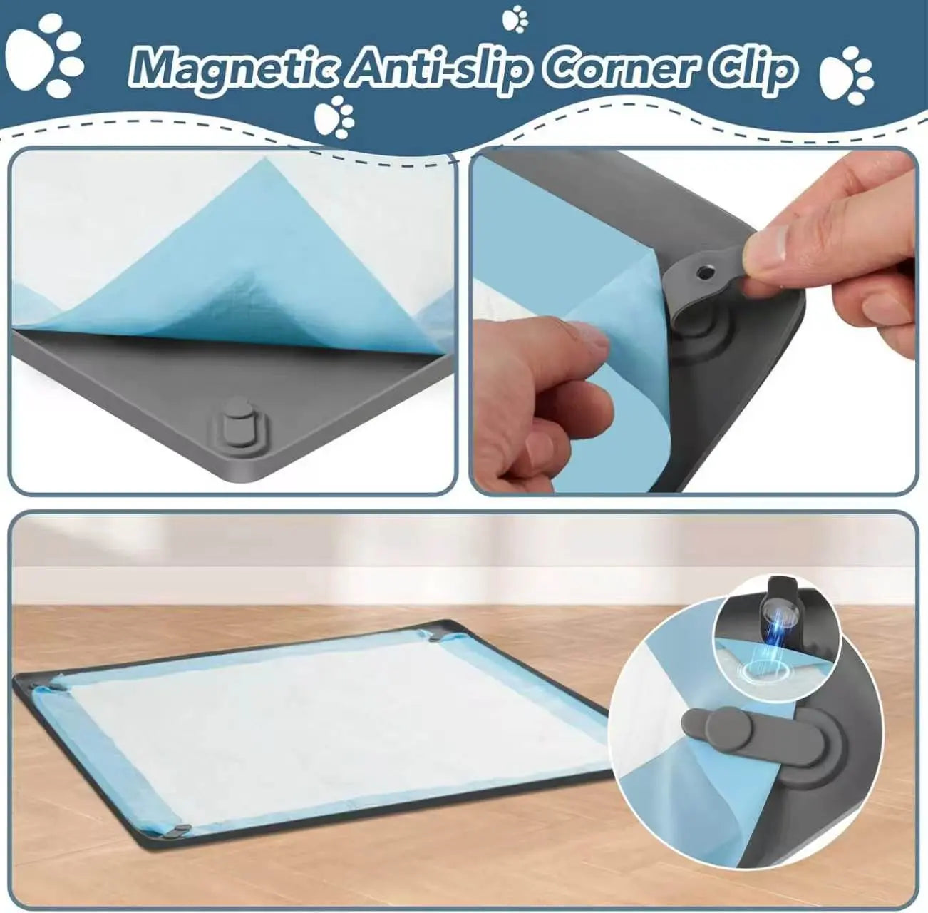 Dog Pee Pad Holder Tray - Accommodates Up to 36” x 23” Pee Pads for Dogs - Durable Grip, Elevated Edges, Easy-Clean Silicone Surface for Indoor Floor Protection