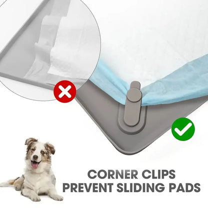Dog Pee Pad Holder Tray - Accommodates Up to 36” x 23” Pee Pads for Dogs - Durable Grip, Elevated Edges, Easy-Clean Silicone Surface for Indoor Floor Protection