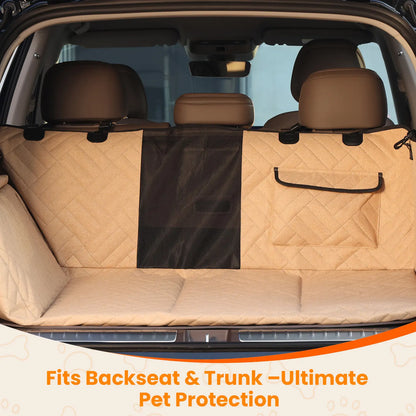 【Tiktokshopstockup】 VALUXE Dog Car Seat Cover for Large Dogs, Full-Cover Waterproof Back Seat Protector, Foldable, Beige/Black Summervibes Petlovers