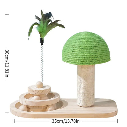 Interactive Cat Ferris Wheel Toy | Wooden Sisal Scratcher with Rolling Ball Track | Indoor Cat Boredom Buster & Furniture Protector