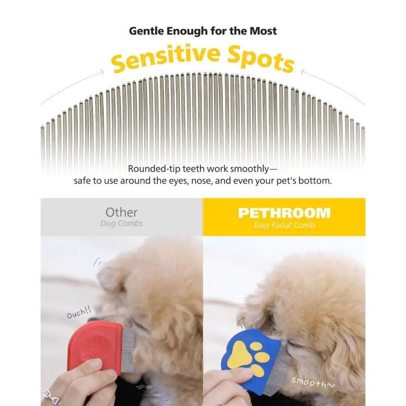 Pet Grooming Comb for Dogs & Cats, Mini Face Brush for Shedding Control, Flea Removal Tool, Essential Pet Care Accessory